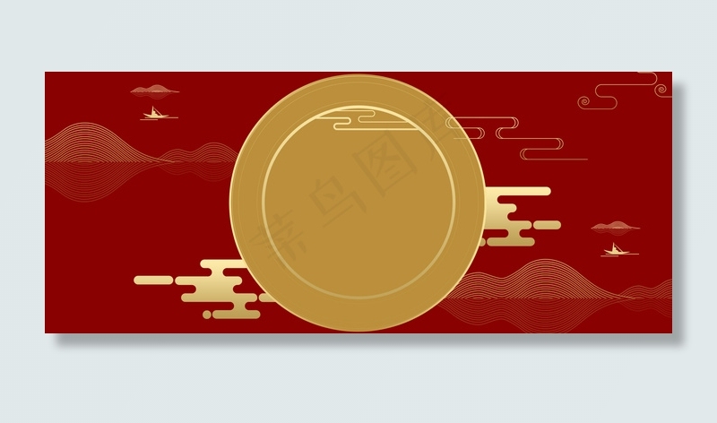 中国风烫金描边古典红色海报