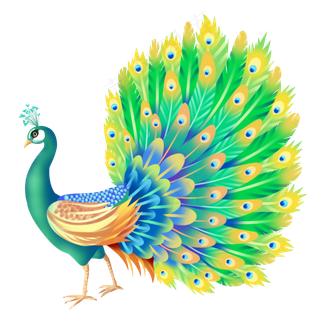 绿色孔雀开屏,免抠元素