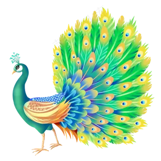 绿色孔雀开屏,免抠元素