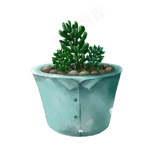 水墨植物水彩植物盆栽多肉手绘,免抠元素