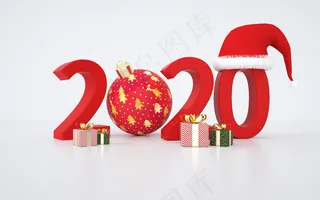 c4d圣诞数字2020创意圣诞