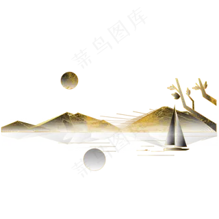 水墨古风描金山水