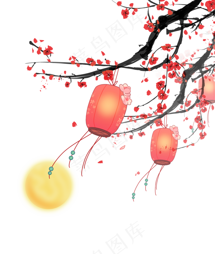 灯笼挂梅图