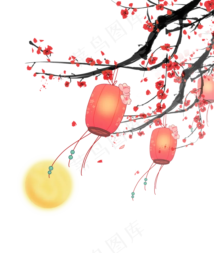 灯笼挂梅图(2000X2362(DPI:300))psd模版下载