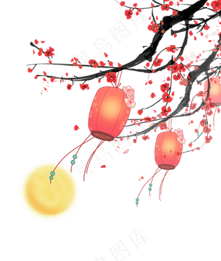 灯笼挂梅图