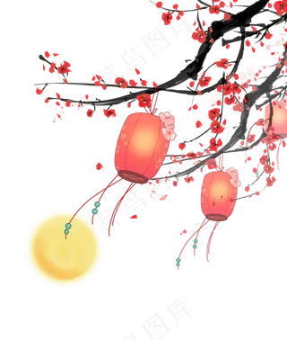 灯笼挂梅图