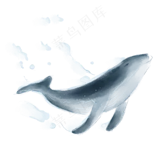 矢量水墨鲸鱼