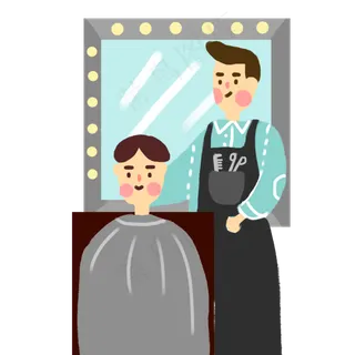 龙抬头去理发店箭头的男生,免抠元素