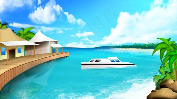 清新夏季海边度假屋