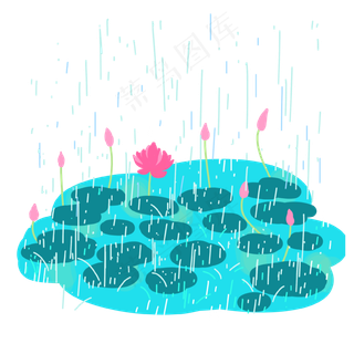 夏天下雨小雨荷塘