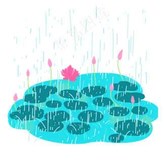 夏天下雨小雨荷塘