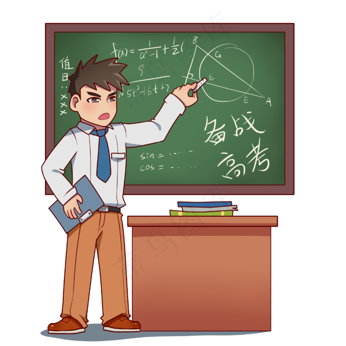 黑板前上课的高考辅导老师(3000X3000(DPI:300))psd模版下载