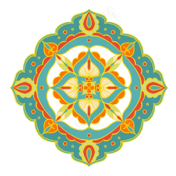国潮风复古花纹底纹(2000X2000(DPI:300))psd模版下载