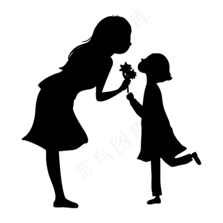 母亲节小女孩给妈妈鲜花