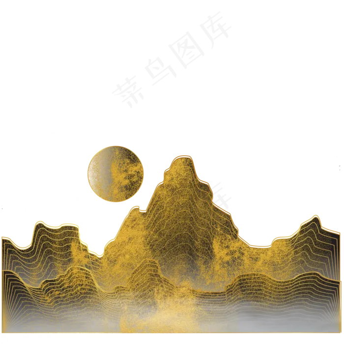 中国风描金烫金山水(2000*2000px 300 dpi )ai矢量模版下载