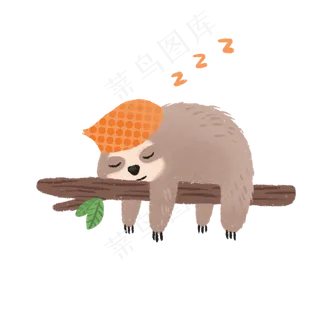 手绘可爱树懒睡觉,免抠元素