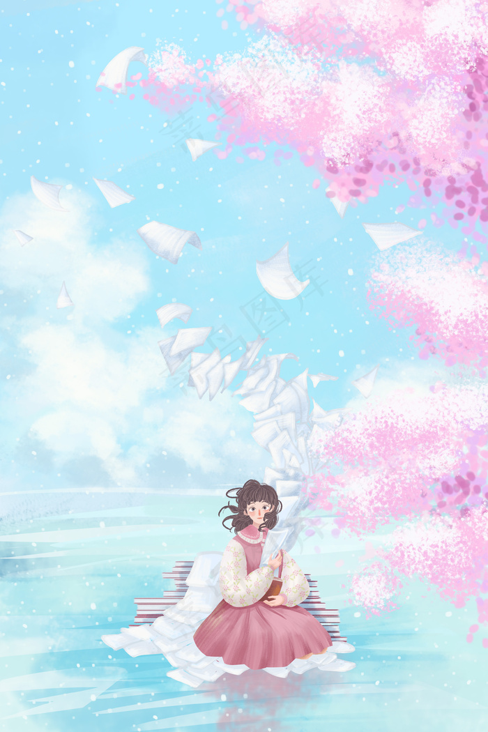 高考加油蓝色浪漫唯美学生(3545*5315px 300 dpi )psd模版下载