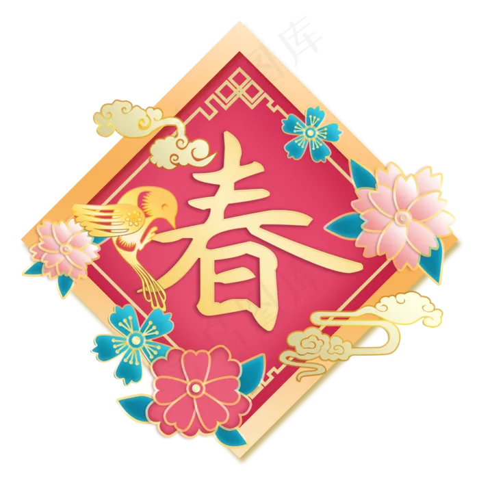 花鸟祥云素材,免抠元素(5000X5000(DPI:762))psd模版下载