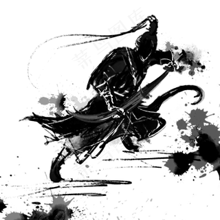 中国风水墨武侠古风,免抠元素