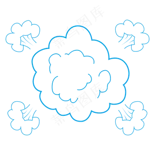 卡通爆炸云朵对话气泡,免抠元素