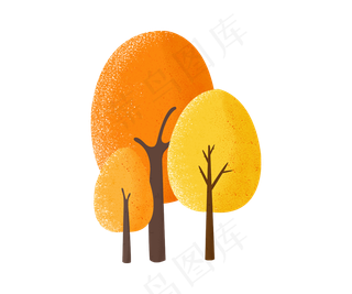 水彩手绘秋天的树