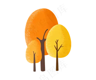 水彩手绘秋天的树