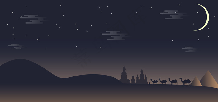梦幻星空沙漠夜景平面广告(1920*900px 	       )psd模版下载