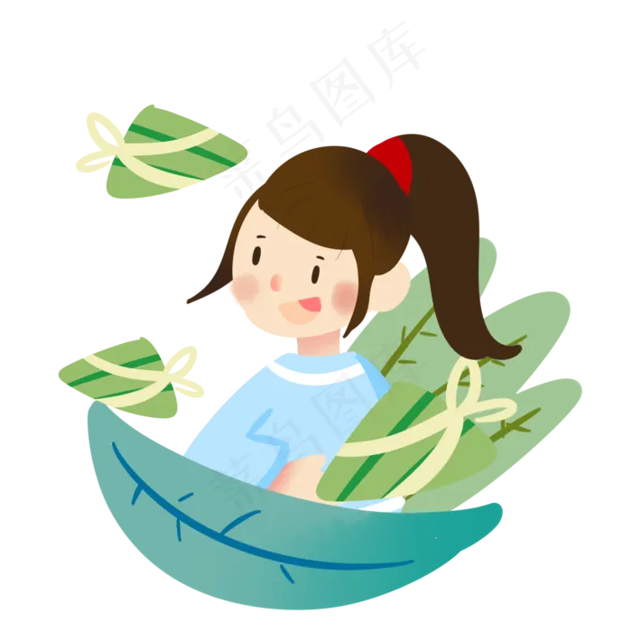 端午节吃粽子可爱小女孩(2000X2000(DPI:299))psd模版下载