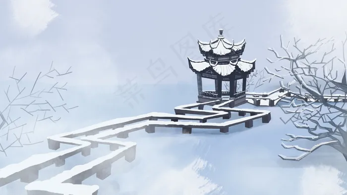 水墨中国风风景画(2880*1620px 300 dpi )