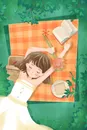 立夏夏天户外野餐午睡清新少女手绘风格插画