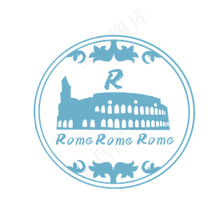 欧式印章蓝色系罗马