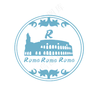 欧式印章蓝色系罗马