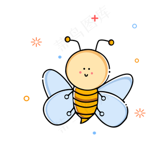 卡通mbe风格小蜜蜂装饰,免抠元素