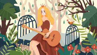 谷雨春天森林女孩弹吉他