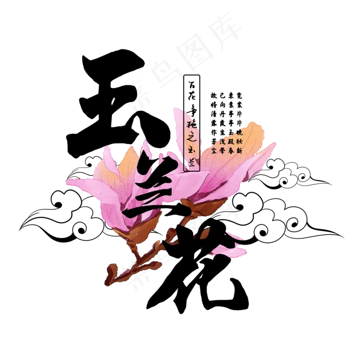 古风百花系列之玉兰花(2000X2000(DPI:150))psd模版下载
