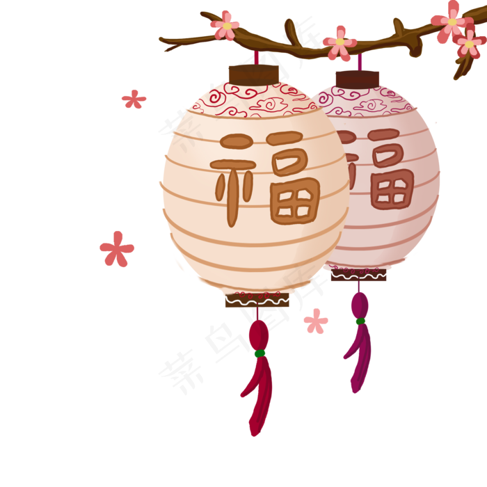 元宵节灯笼圆形灯笼,免抠元素(2000*2000px 300 dpi )psd模版下载