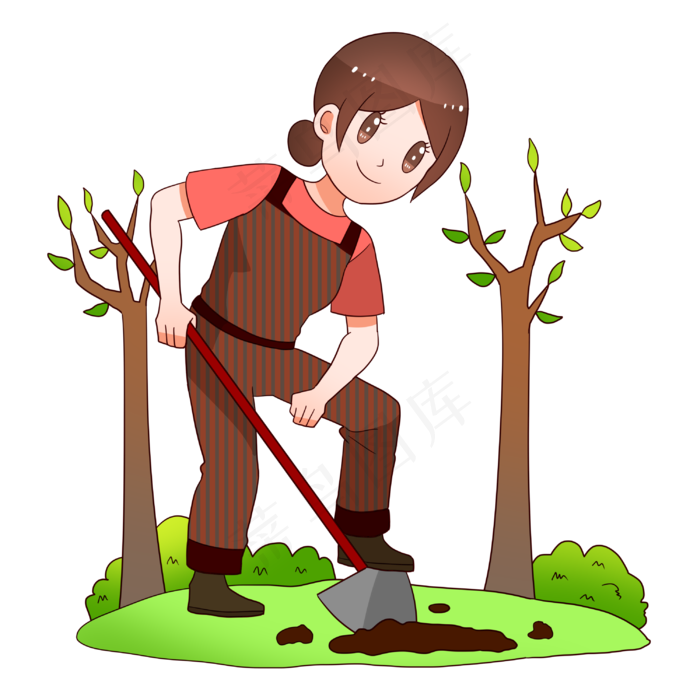 植树铲土的小女孩(3000X3000(DPI:299))psd模版下载