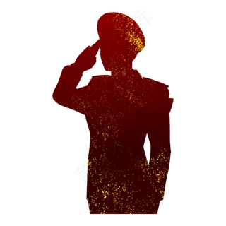 建军节男性军人剪影军礼,免抠元素