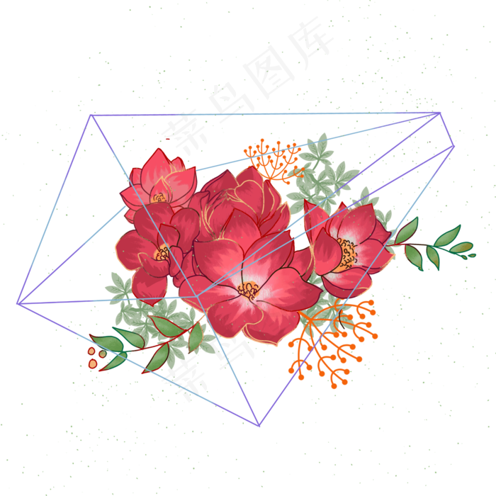 红花花朵线条(2000X2000(DPI:300))psd模版下载