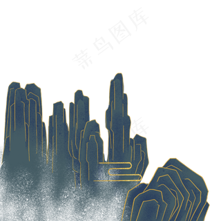 中国风国潮山水大山,免抠元素