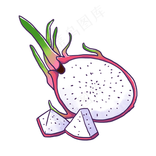 手绘新鲜火龙果PNG免抠素材