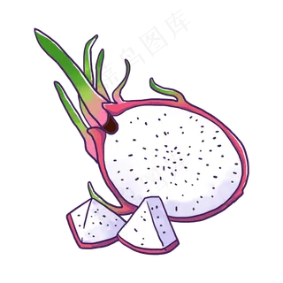 手绘新鲜火龙果PNG免抠素材
