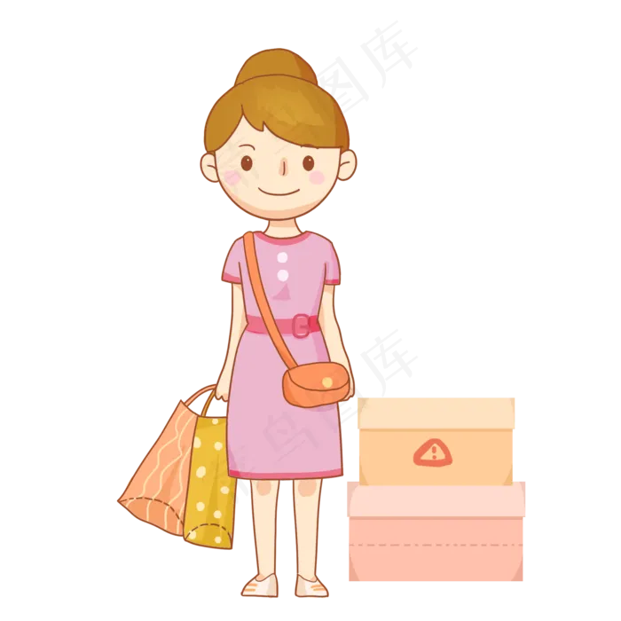 双十一狂欢购物节卡通女孩PNG(2000X2000(DPI:300))psd模版下载