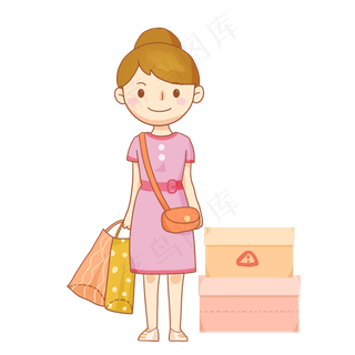 双十一狂欢购物节卡通女孩PNG