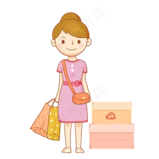 双十一狂欢购物节卡通女孩PNG