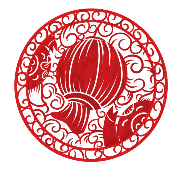 卡通手绘新年猪年窗花灯笼,免抠元素
