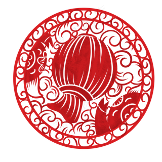 卡通手绘新年猪年窗花灯笼,免抠元素