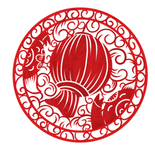 卡通手绘新年猪年窗花灯笼,免抠元素