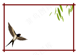 清明节古风写实燕子边框免抠图