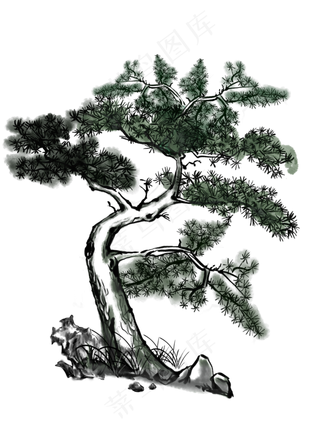 中国风古风水墨国松